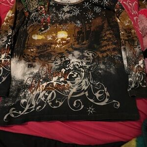 Festive Christmas Graphic Long Sleeve Top